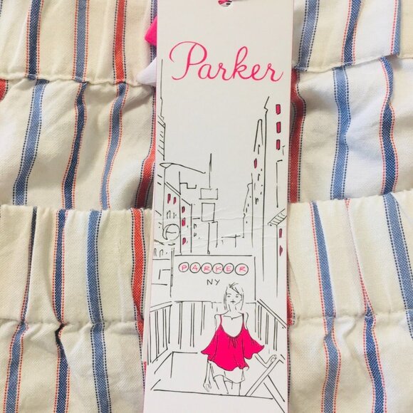 PARKER Dane Off Shoulder Embroidered 3/4 Sleeves Stripe Scallop Blouse XS NEW - Picture 9 of 12